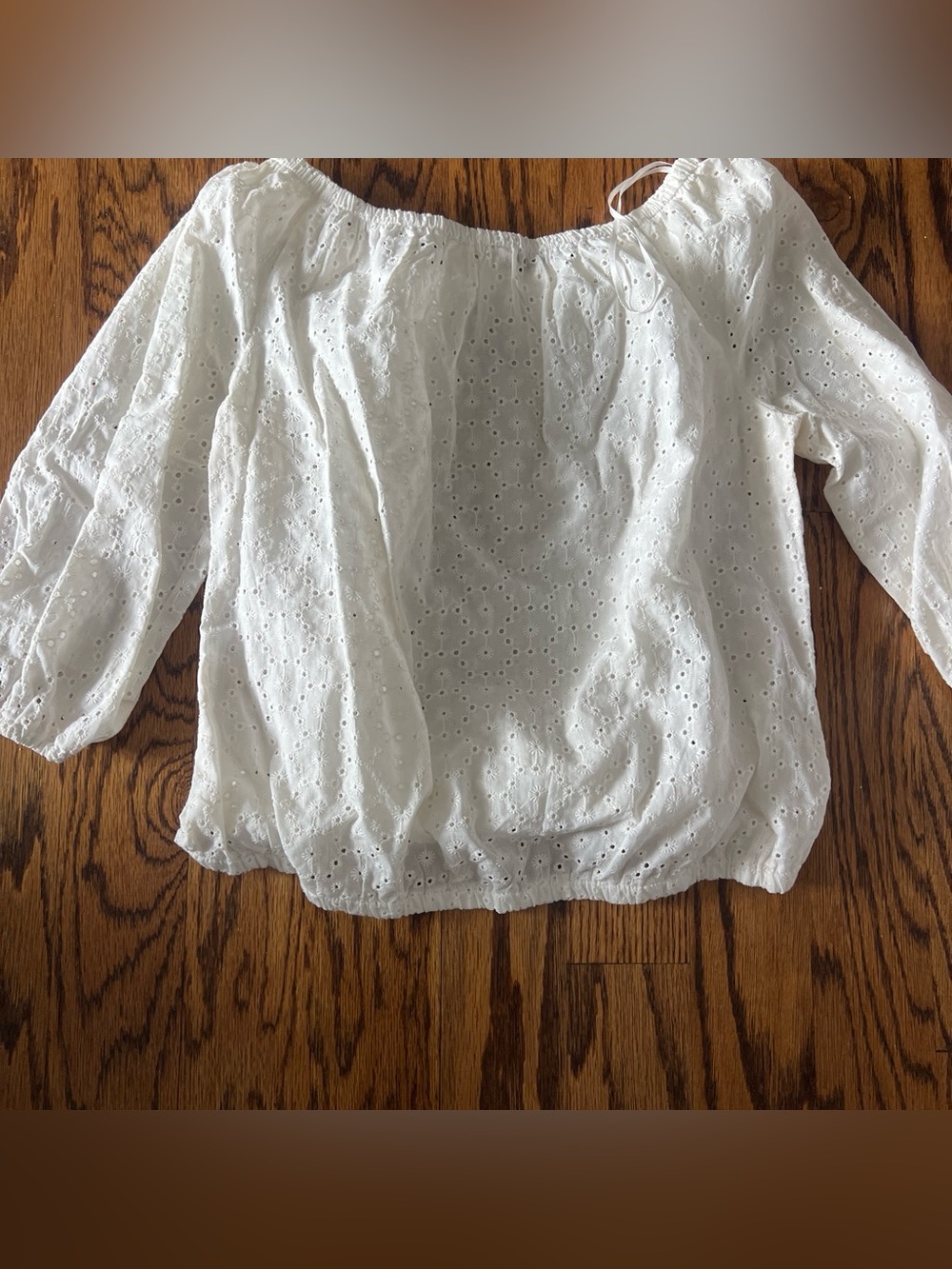 Adiva White Eyelet Off-Shoulder Peasant Top
